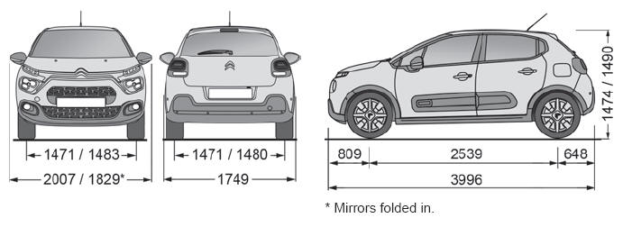 Citroen C3. Dimensions