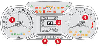 Citroen C3. LCD symbols instrument panel